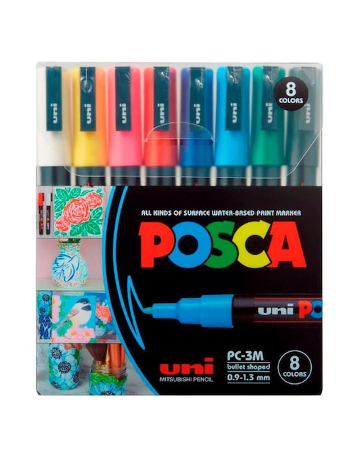 Marcador base agua Posca 8 piezas