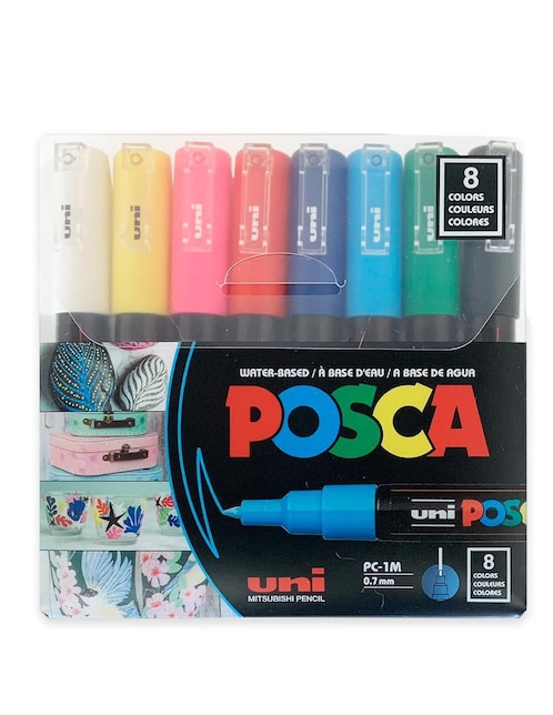 Marcador base agua Posca 8 piezas