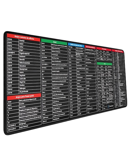 Mouse pad Xtellar Atajos Excel con antideslizante