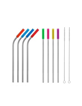 Set de popotes Ilios Innova de acero inoxidable con 10 piezas