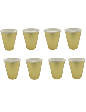 Set De Vasos Cortos Alegria Gold De Cartón Con 8 Piezas