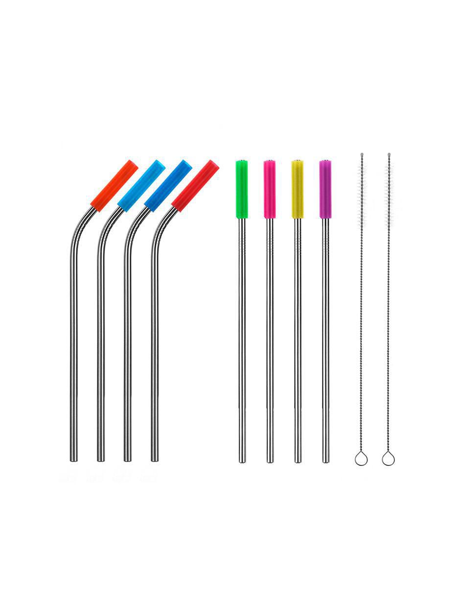 Set de popotes de acero inoxidable con 10 piezas